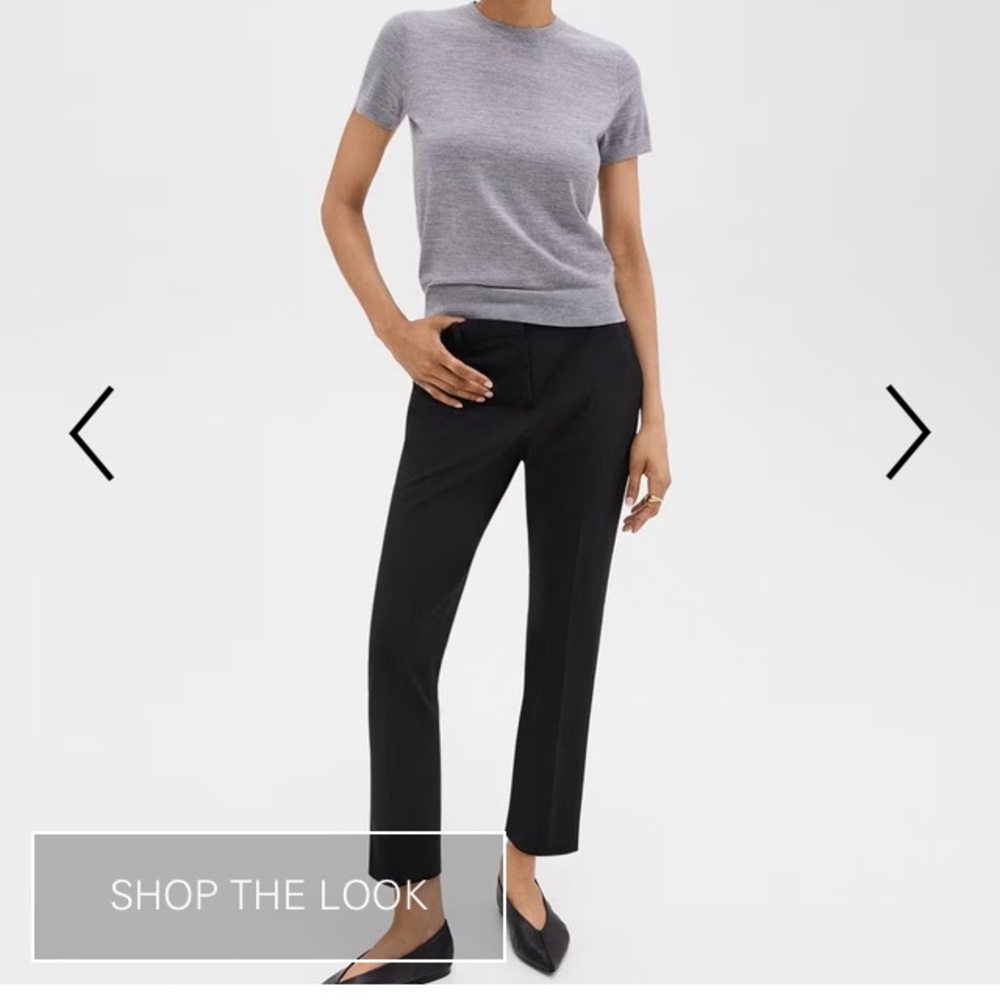 Theory Black Treeca Good wool crop pants